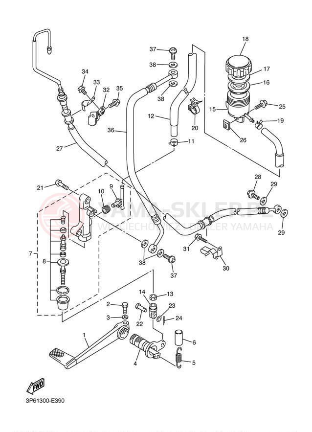 Schemat "Pompa hamulcowa tył" do Yamaha FJR1300A FJR13AW/FJR13AWC