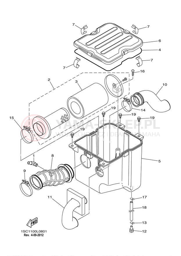 Schemat "Wtrysk paliwa" do Yamaha GRIZZLY 300 YFM30GBL/YFM30GBGR