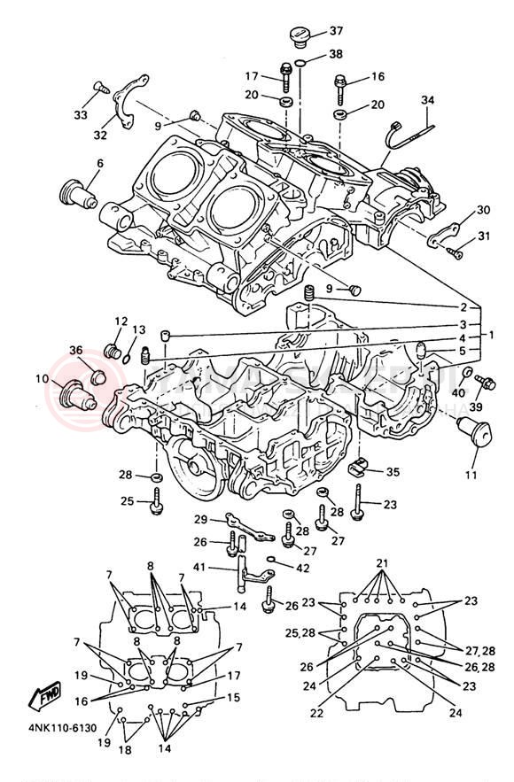 Schemat "Obudowa silnika" do Yamaha XVZ13LTJ/XVZ13LTJC