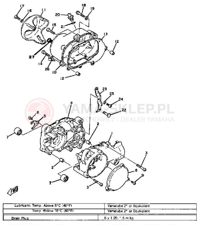 Schemat "Obudowa silnika" do Yamaha MJ50J