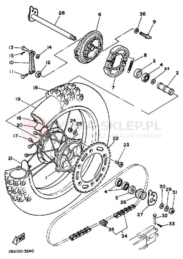 Schemat "Koło tył" do Yamaha IT490K