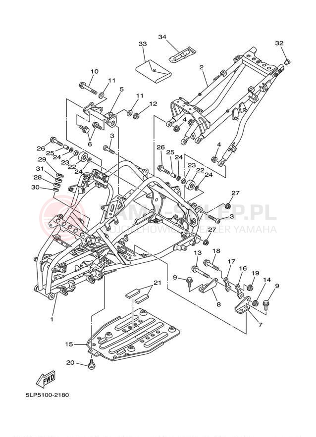 Schemat "rama" do Yamaha 660R RAPTOR YFM660RT