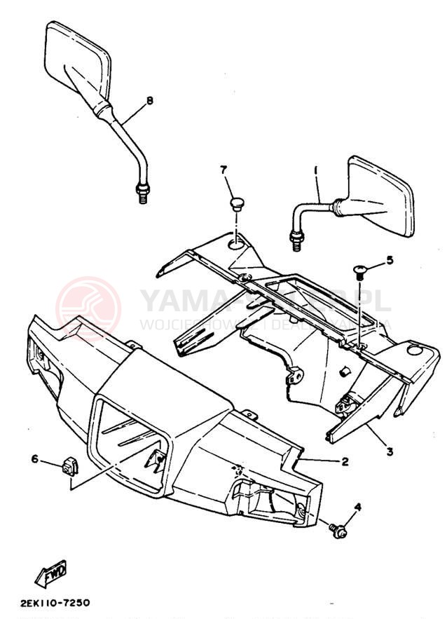Schemat "elementy nadwozia" do Yamaha RAZZ SH50E