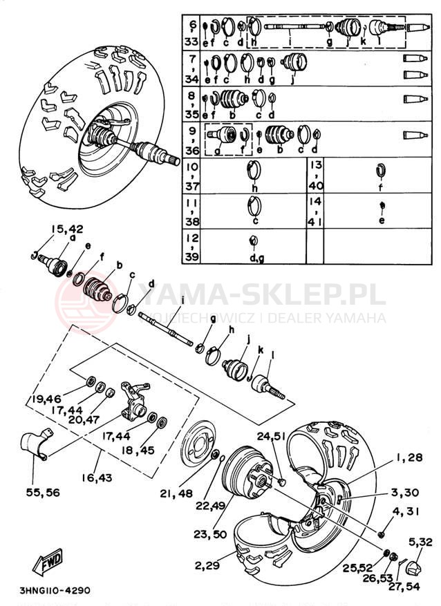 Schemat "Koło przód" do Yamaha BIG BEAR 4WD YFM350FWF