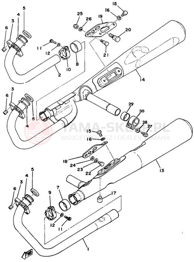 Schemat "Wydech końcowy" do Yamaha XS750E