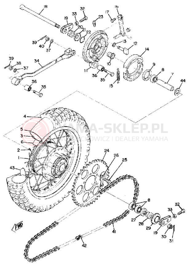 Schemat "Koło tył" do Yamaha DT2MX/RT2MX