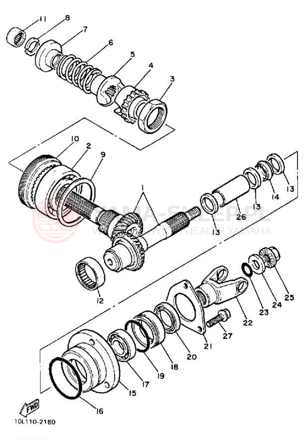 Schemat "Przeniesienie napędu" do Yamaha VIRAGO 700 XV700SS/XV700SSC