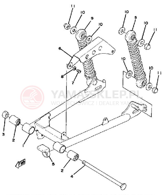 Schemat "REAR ARM - SUSPENSION" do Yamaha MX80J