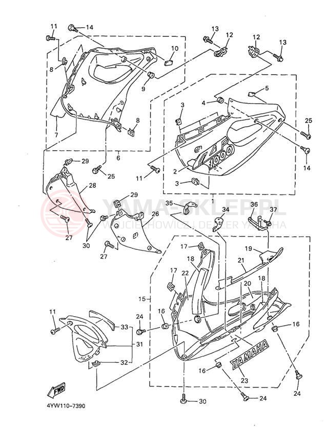 Schemat "elementy nadwozia" do Yamaha YZF1000RJC/YZF1000RJ