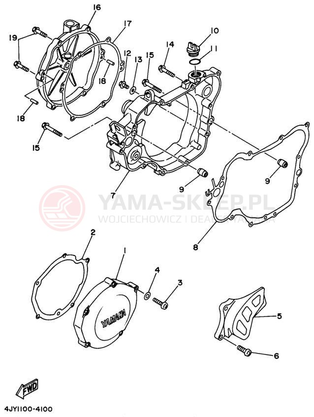 Schemat "Pokrywa silnika" do Yamaha YZ125 YZ125J1