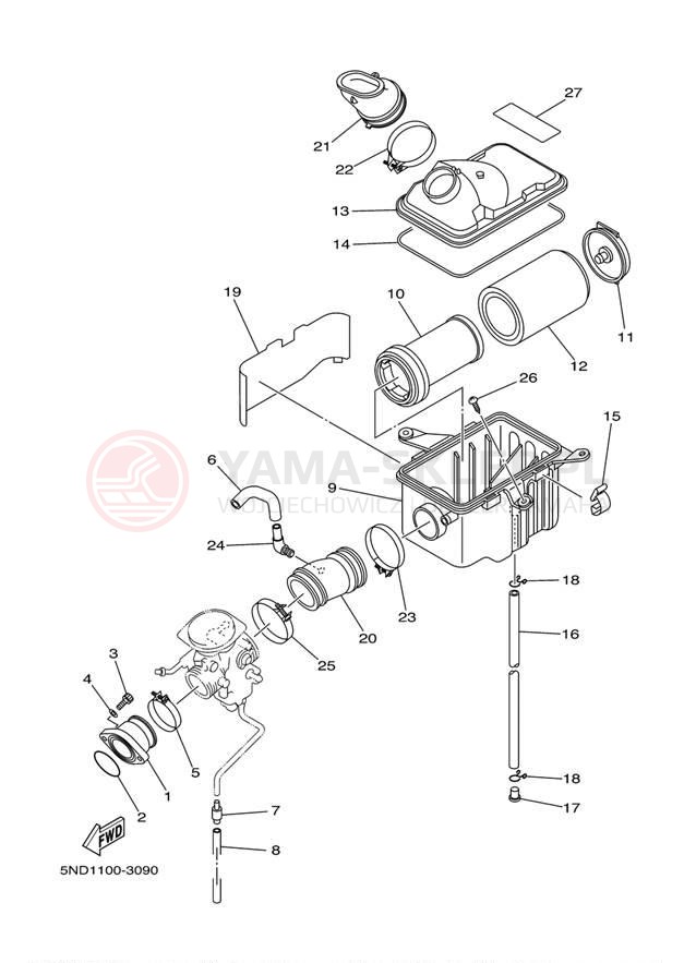 Schemat "Wtrysk paliwa" do Yamaha KODIAK 400 4WD YFM400FAR