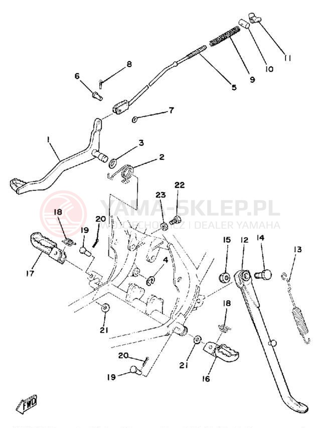 Schemat "Stopka postojowa i podnóżki" do Yamaha MX175H