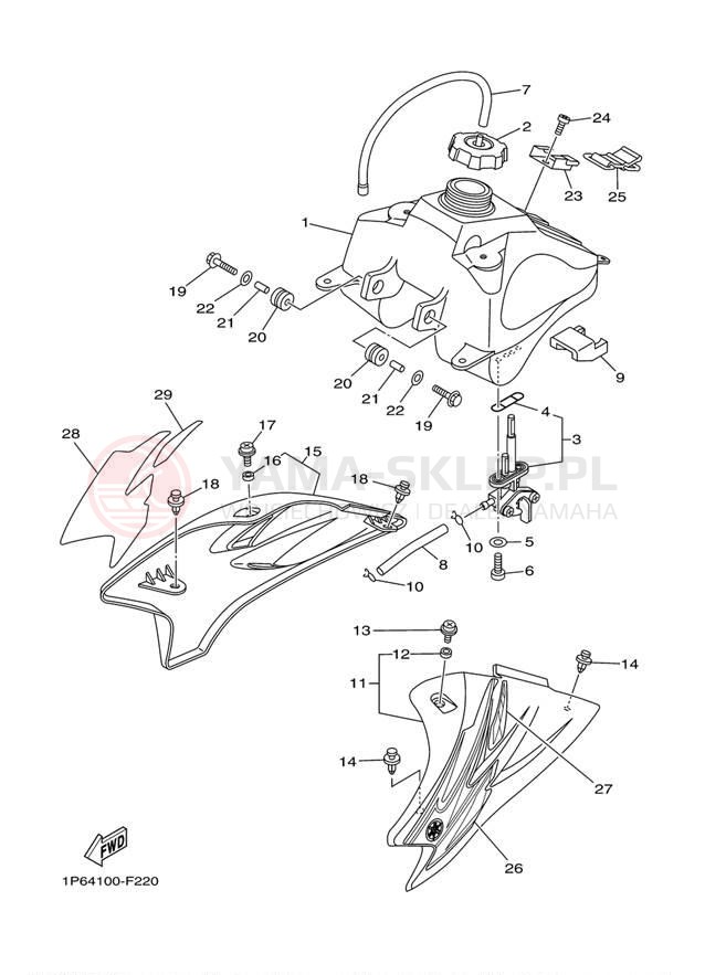 Schemat "zbiornik paliwa" do Yamaha TT-R50E TTR50EW