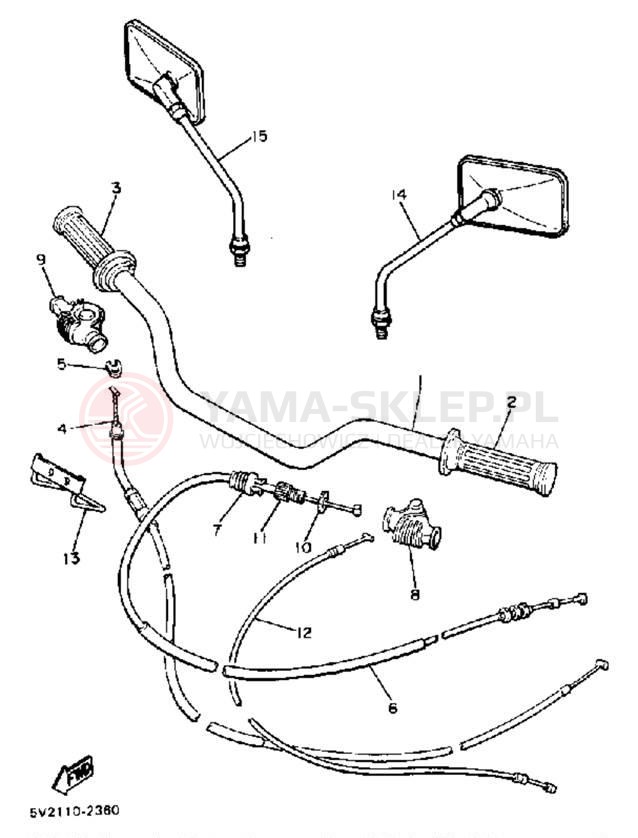 Schemat "Kierownica i osprzęt" do Yamaha XJ650RJ