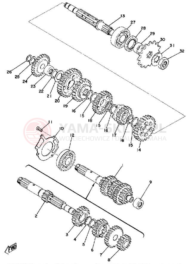 Schemat "Skrzynia biegów " do Yamaha MX125A