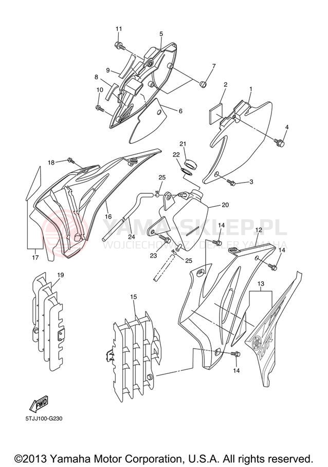 Schemat "Pokrywa boczna" do Yamaha WR250FX WR250FX