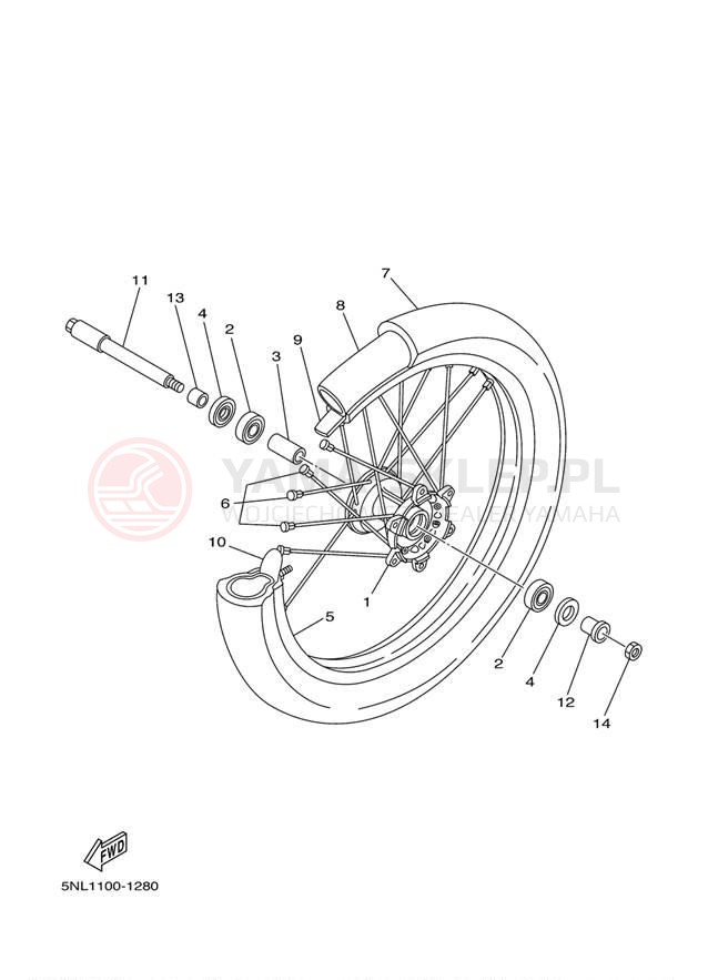 Schemat "Koło przód" do Yamaha YZ250F YZ250FP
