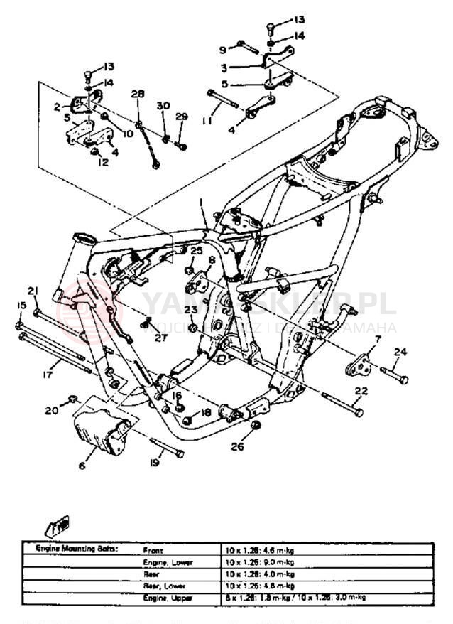 Schemat "rama" do Yamaha XS650SF