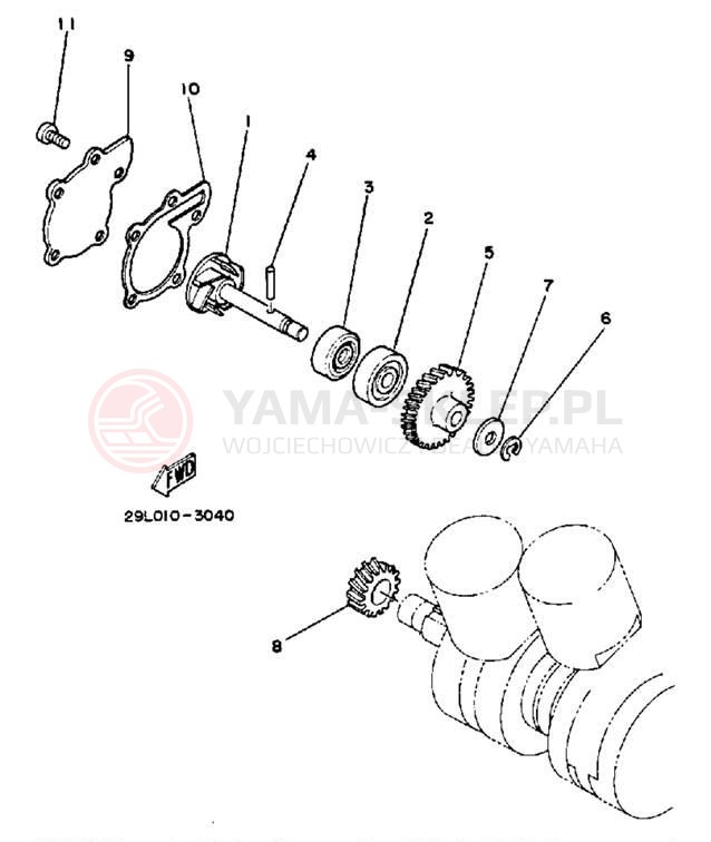 Schemat "Pompa wody" do Yamaha RZ350NCII/RZ350NC/RZ350N