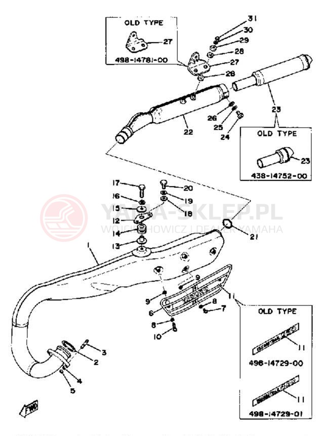 Schemat "Wydech końcowy" do Yamaha DT250C/DT400C