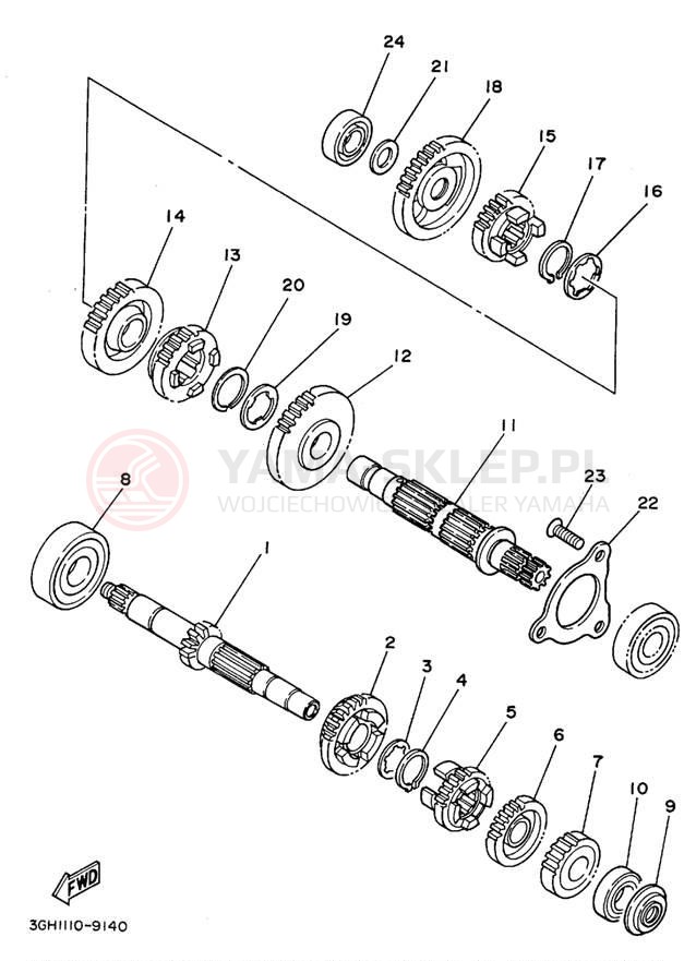 Schemat "Skrzynia biegów " do Yamaha YFB250FWF