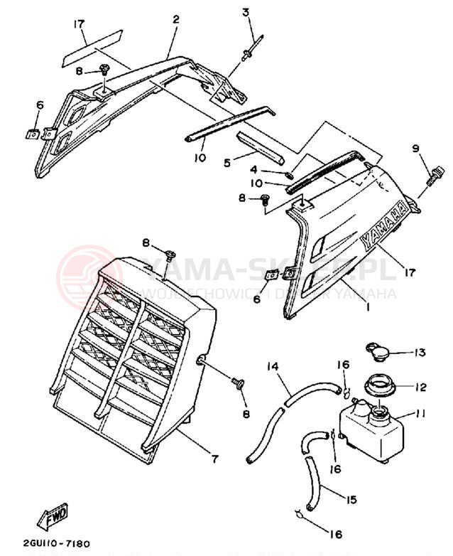 Schemat "Pokrywa boczna" do Yamaha YFZ350T