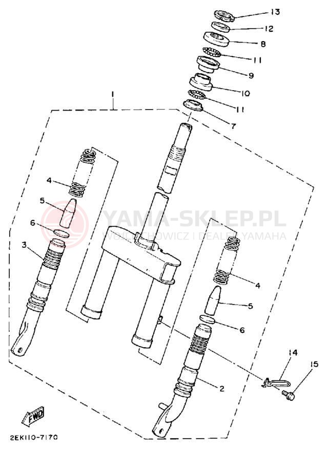 Schemat "Amortyzatory przód" do Yamaha SH50EMT/SH50T