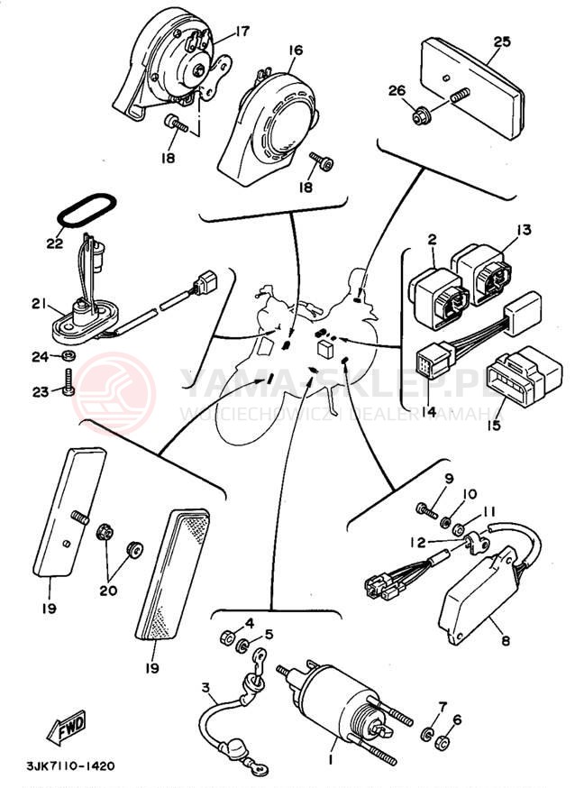 Schemat "układ elektryczny" do Yamaha VIRAGO 1100 XV1100G/XV1100GC