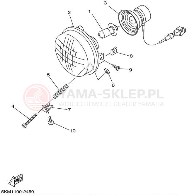Schemat "Lampa przód" do Yamaha GRIZZLY 660 YFM660FP