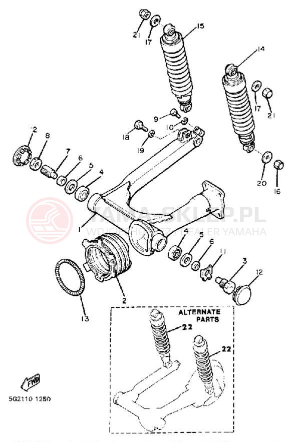 Schemat "wahacz, zawieszenie tył" do Yamaha XJ750RJ