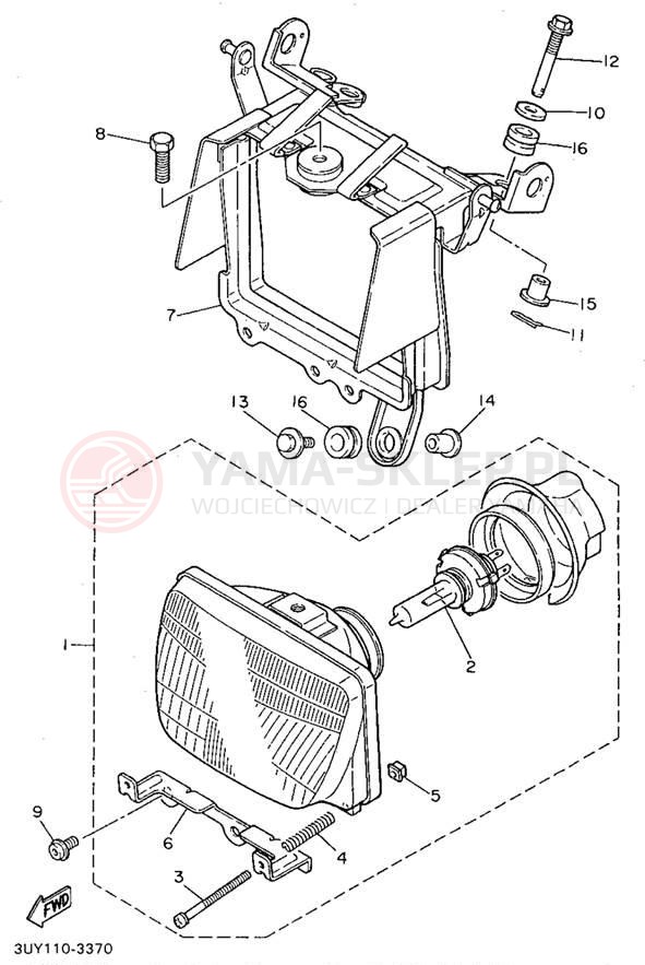 Schemat "Lampa przód" do Yamaha XT600EG/XT600EGC