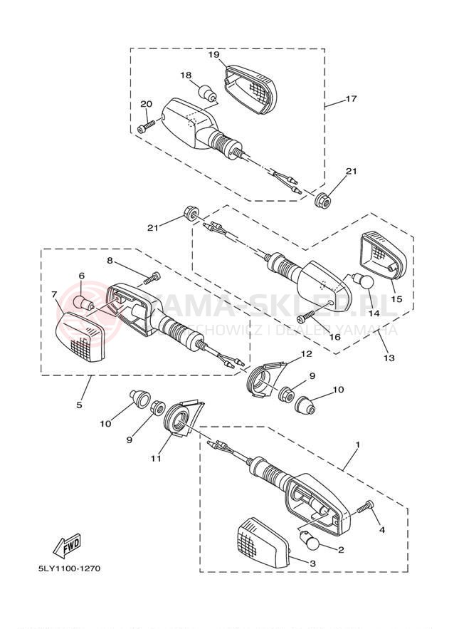 Schemat "kierunkowskazy" do Yamaha VINO YJ50RP