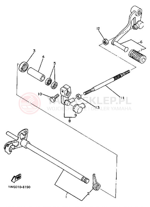 Schemat "Dźwignia zmiany biegów, wałek" do Yamaha FZR400U