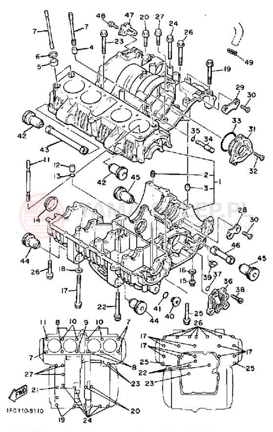 Schemat "Obudowa silnika" do Yamaha MAXIM XJ700N/XJ700NC