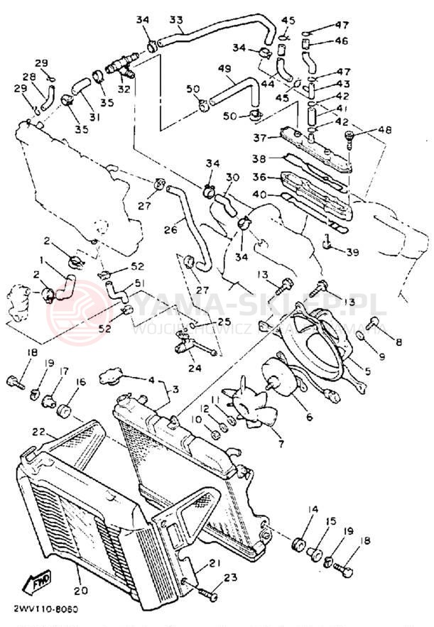 Schemat "Układ chlodzenia" do Yamaha XVZ13DEC/XVZ13DE