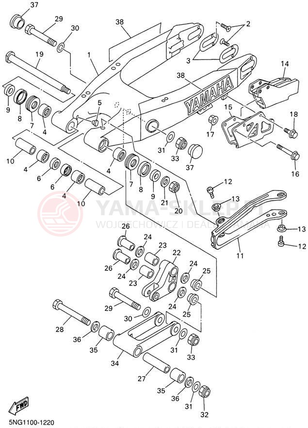 Schemat "wahacz" do Yamaha WR426F WR426FN