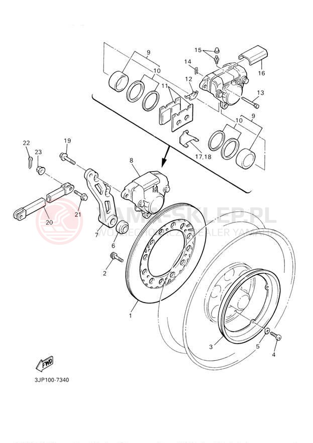 Schemat "Hamulce tył" do Yamaha V-MAX 1200 VMX12LC/VMX12L