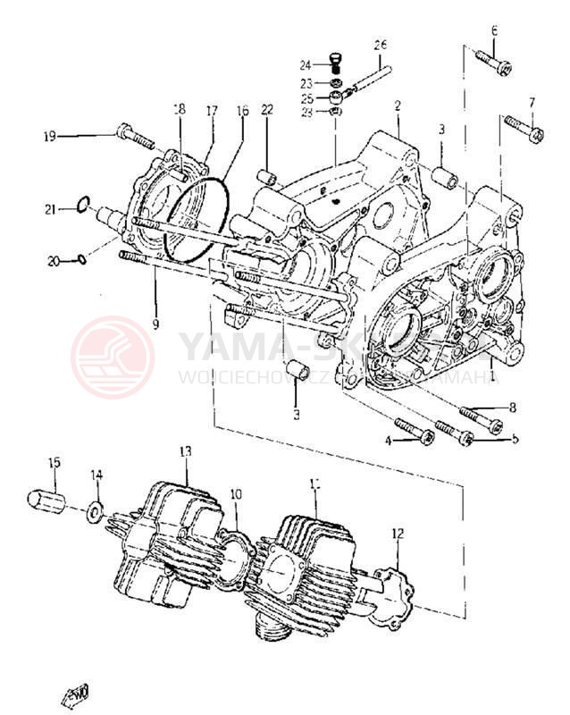 Schemat "Obudowa silnika" do Yamaha YG1K