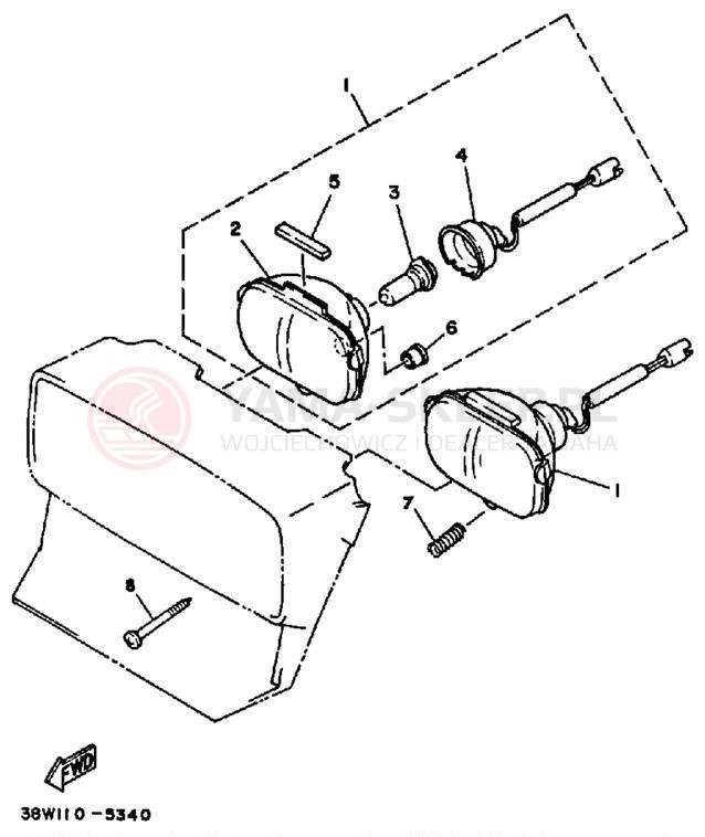 Schemat "Lampa przód" do Yamaha YTZ250S