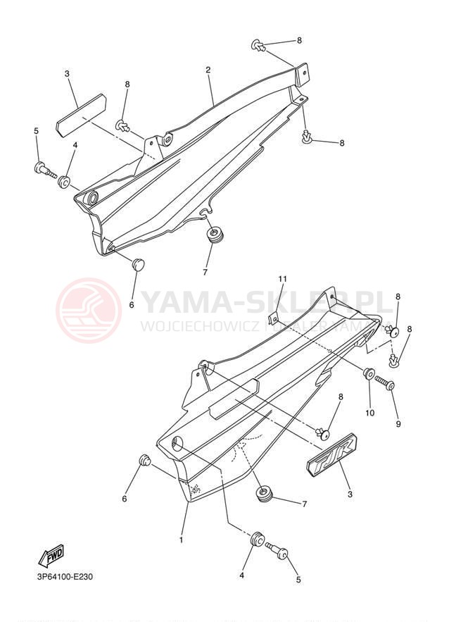 Schemat "Pokrywa boczna" do Yamaha FJR 1300A FJR13AYB/FJR13AYCB