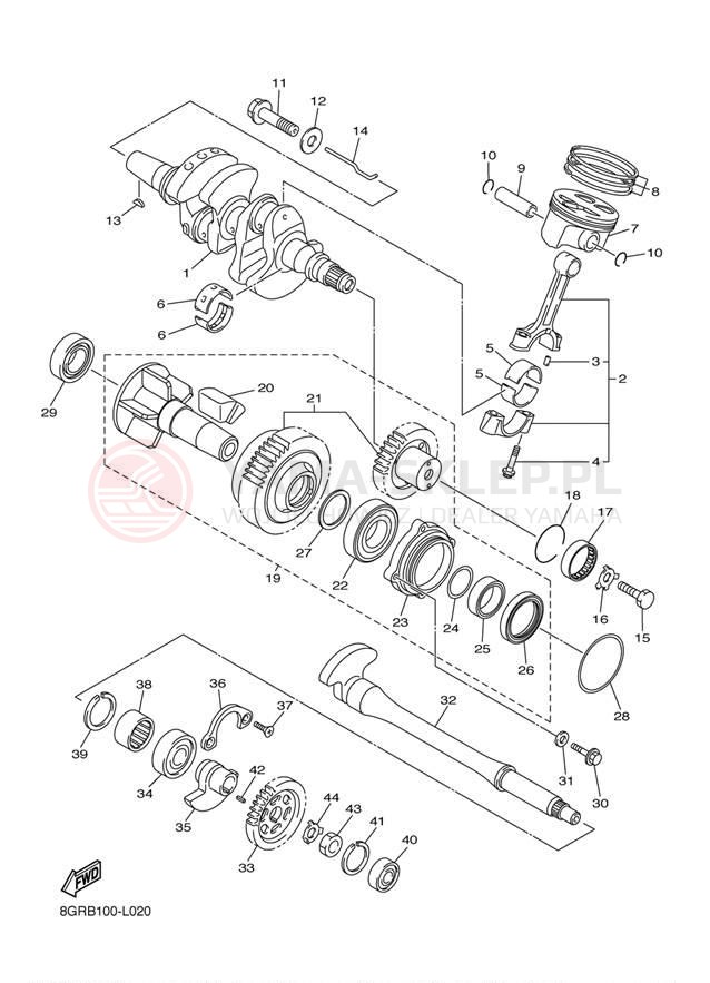 Schemat "Wał korbowy, tłok" do Yamaha VENTURE LITE PZ50VTDR