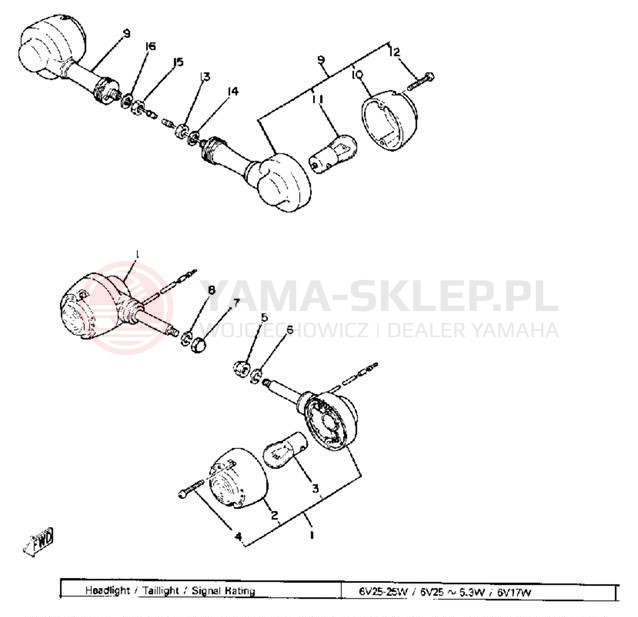 Schemat "kierunkowskazy" do Yamaha MJ50J
