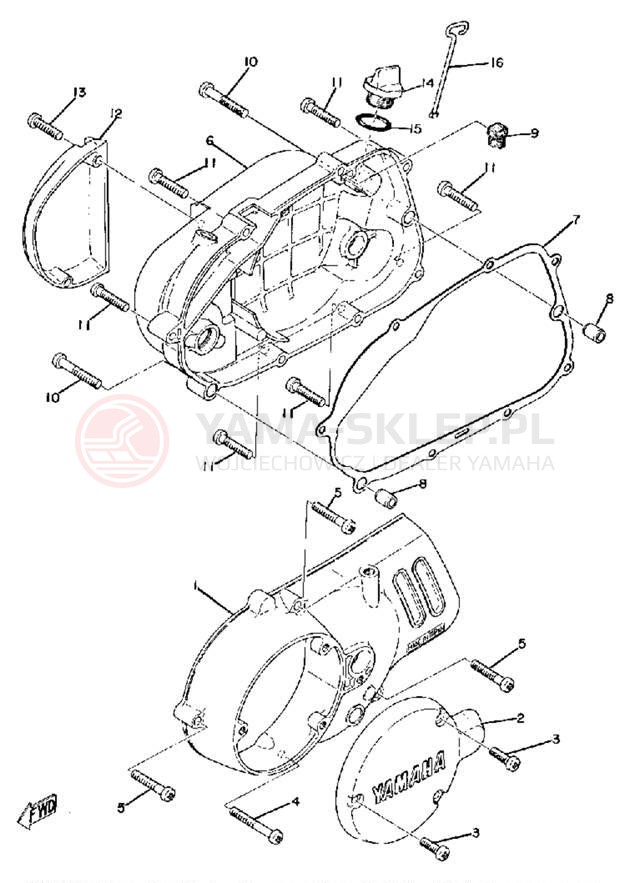 Schemat "Pokrywa silnika" do Yamaha RD60A