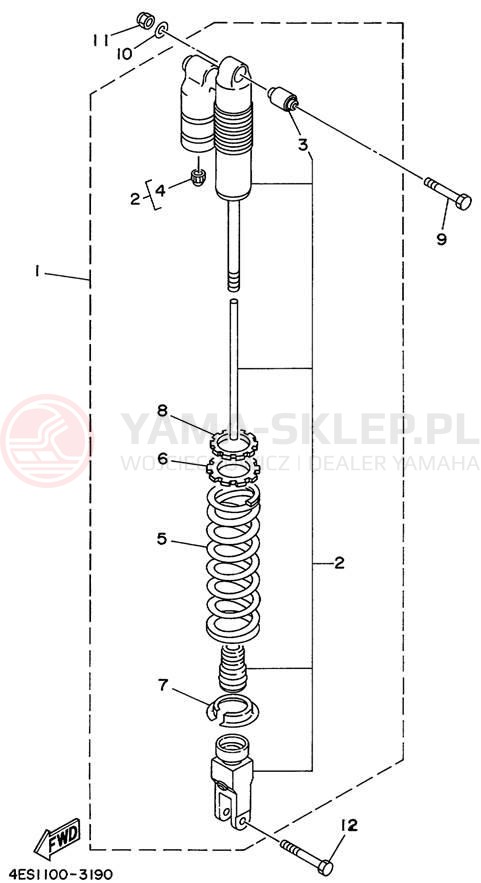 Schemat "zawieszenie tył" do Yamaha YZ80 YZ80L