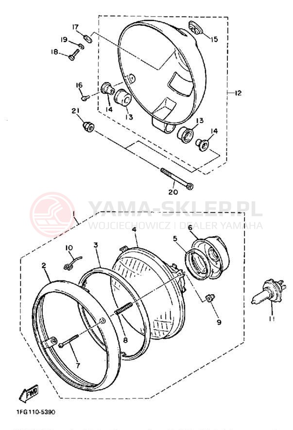 Schemat "Lampa przód" do Yamaha MAXIM XJ700S/XJ700SC