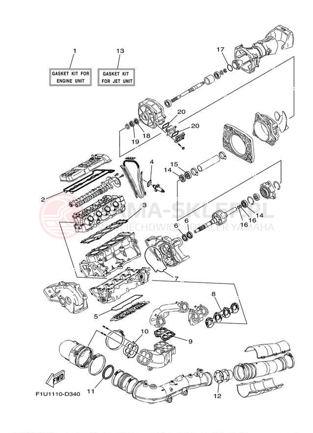 Schemat "Zestaw naprawczy" do Yamaha 232 LIMITED S SXT1100GH