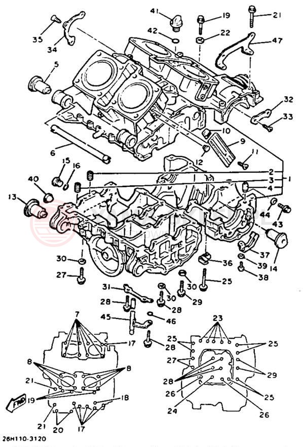 Schemat "Obudowa silnika" do Yamaha XVZ12L/XVZ12KC2