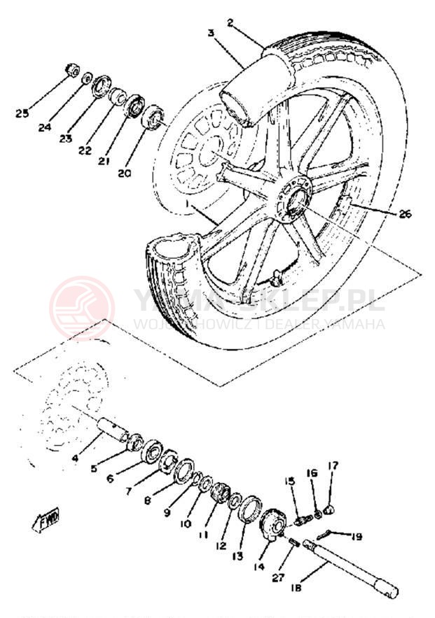 Schemat "Koło przód" do Yamaha XS750SF