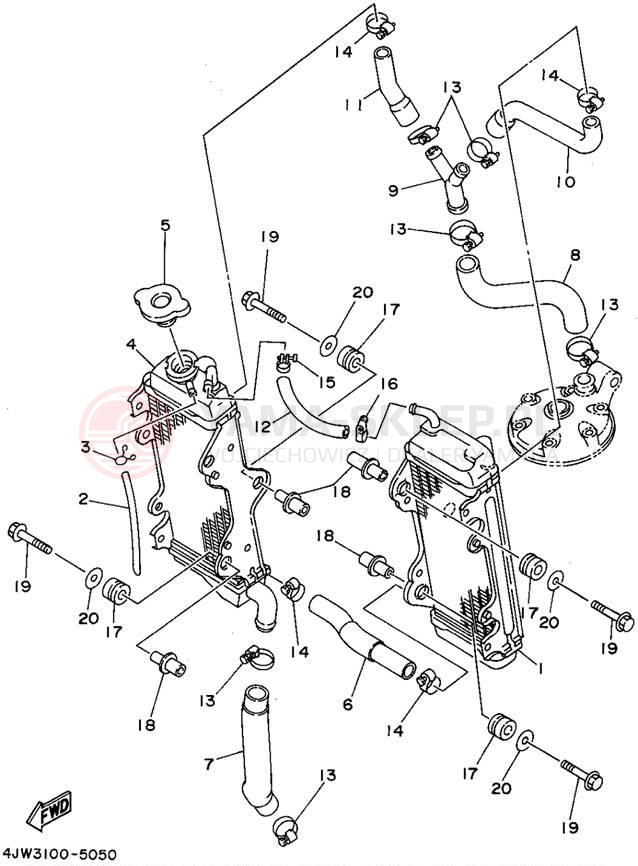 Schemat "Układ chlodzenia" do Yamaha WR250ZG