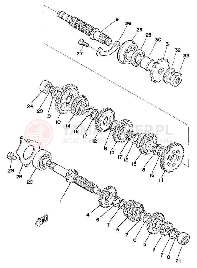 Schemat "Skrzynia biegów " do Yamaha MX175G